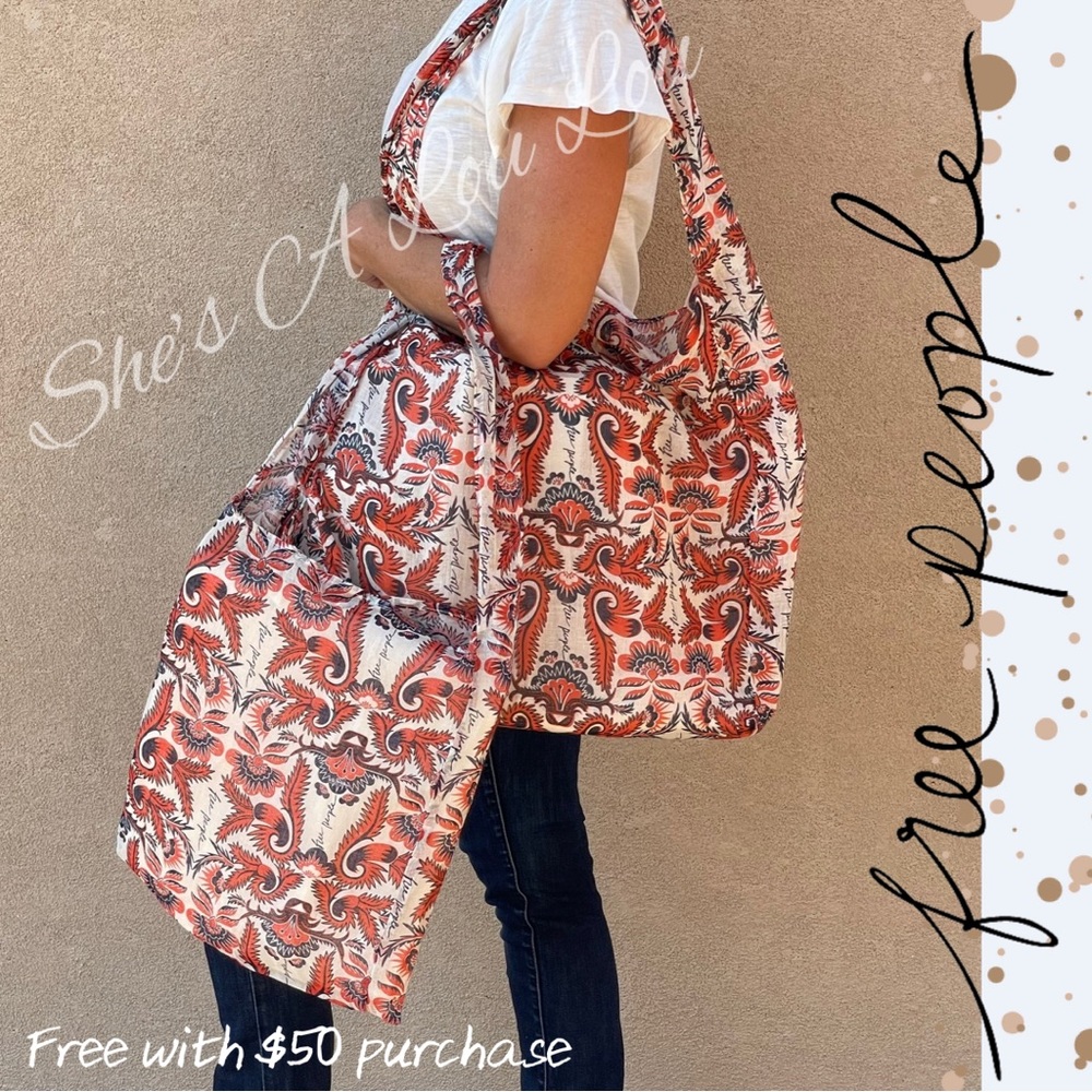 🆕 2 Free People, Lightweight Muslin, market day, reusable shopping totes